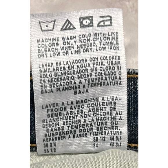 WRANGLER STRAIGHT LEG HI-RISE BLUE JEANS, MENS, 32/34 SLIM-DISTRESSED DENIM BLUE - Picture 11 of 11